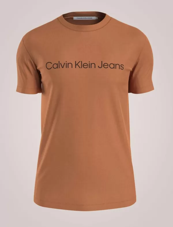 CALVIN KLEIN Camiseta Hombre Institutional Logo Slim Tee Naranja>Hombre Camisetas