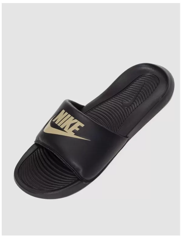 NIKE Chancla Victori Negro Logo Beig>Hombre Chanclas