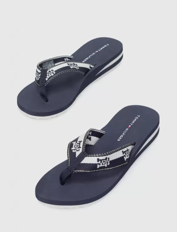 TOMMY HILFIGER Chancla Th Colorblock Webbing Sandal Marino>Mujer Chanclas