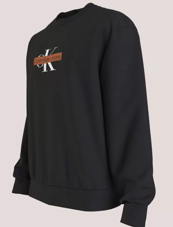 CALVIN KLEIN Sudadera Hombre Monologo Stencil Crew Neck Negro>Hombre Sudaderas