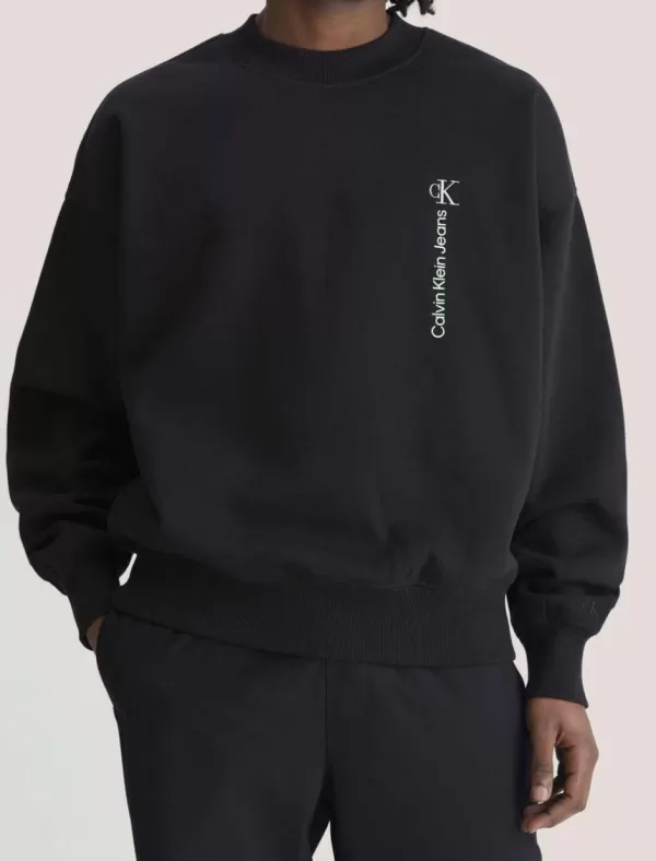 CALVIN KLEIN Sudadera Hombre Vertical Institutional Hwk Cn Negro>Hombre Sudaderas