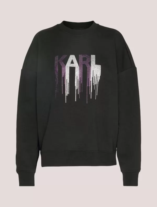 KARL LAGERFELD Sudadera Rhinestone Sweartshirt Negro>Mujer Sudaderas